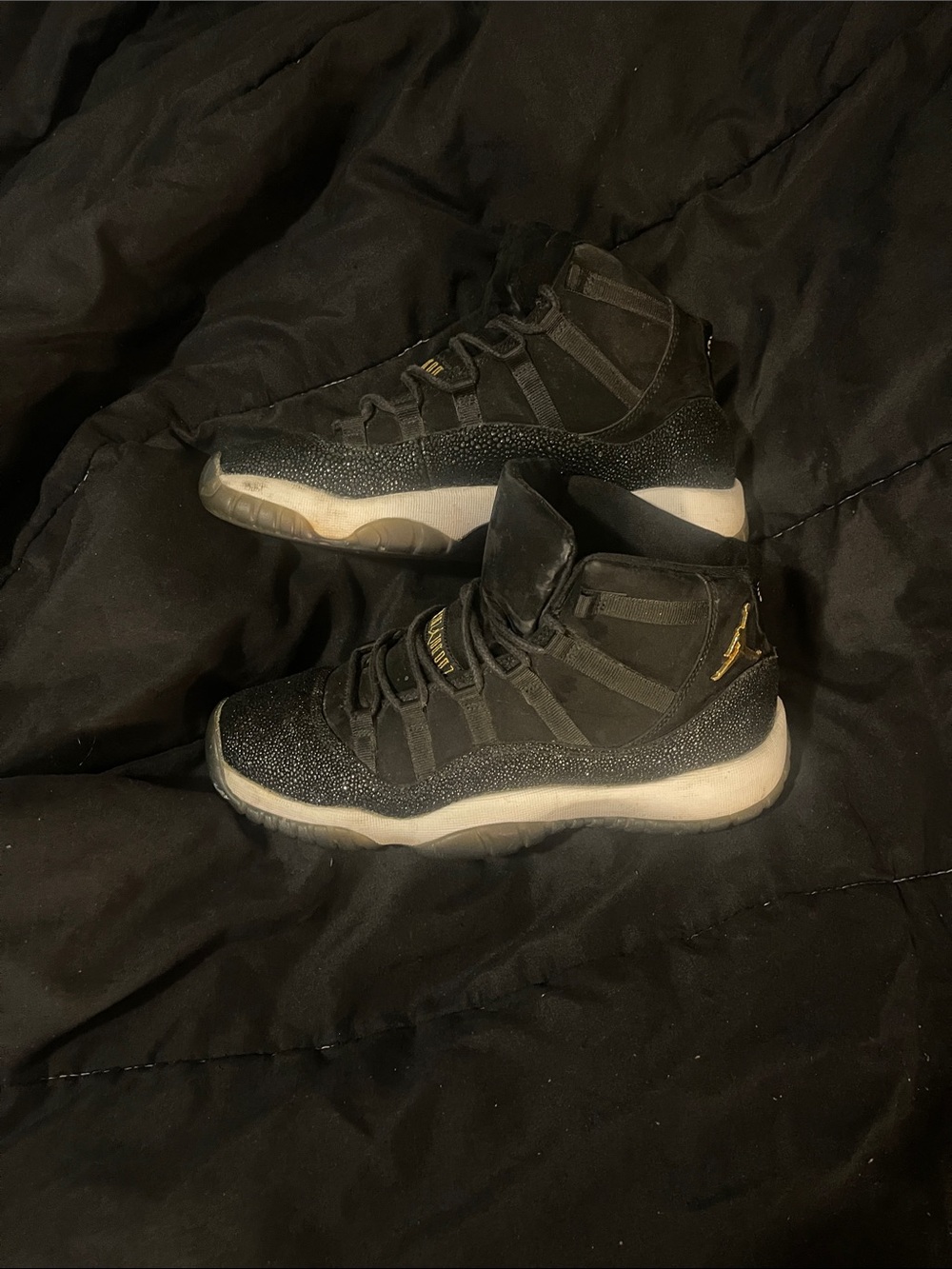 Jordan Black & Glitter/Textured High-Top Sneakers